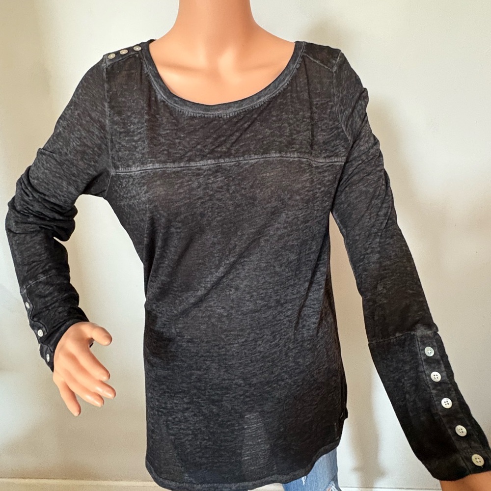 JAG long sleeve Gray Semi Sheer Top. Size Medium